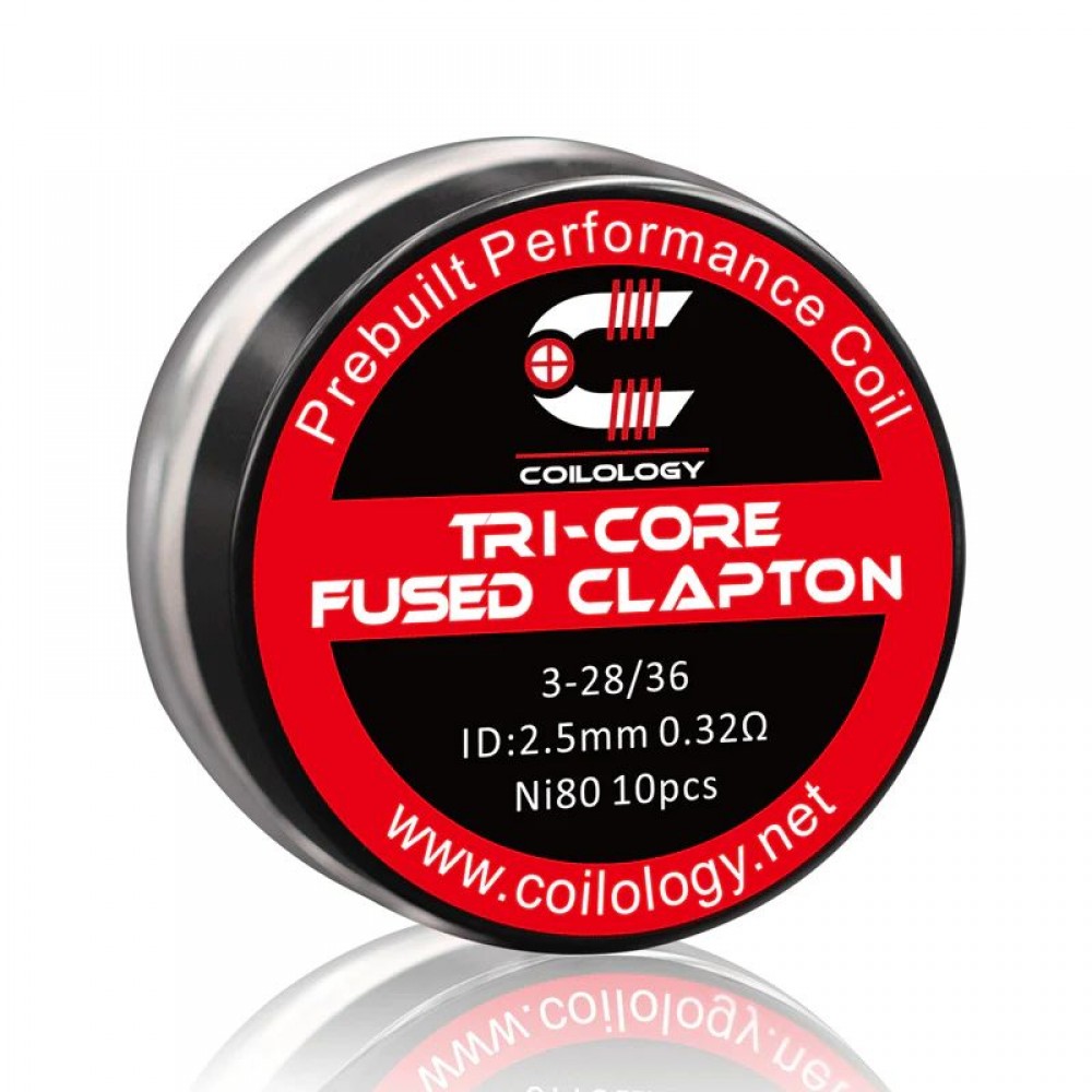 Coilology Ni80 Tri-Core Fused Clapton Prebuilt Coils 3-28*36 0.32Ohm 10pcs